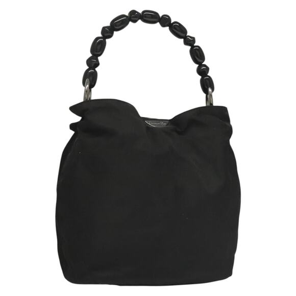 DIOR Maris Pearl Hand Bag Nylon Black Silver - Picture 1 of 12